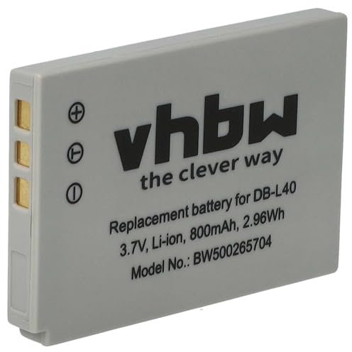 vhbw Batterie Remplacement pour Sanyo DB-L40AU, DB-L40 pour caméra vidéo caméscope (800mAh, 3,7V, Li-ION)