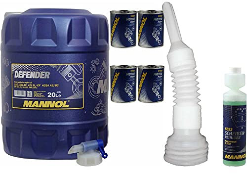 QR-Parts Set 20 Liter 85452668 9900 MN7507-20 DIN61 CT4503 5022 300ml Original MANNOL Motor Flush Scheibenreiniger Konzentrant 1:100 250ml Defender 10W-40 API SL/CF Motorenöl