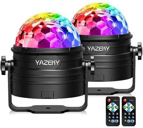 YAZEKY 2PZ Luci Discoteca Led, 7 RGB Colori Palla da Discoteca, 360 °Ruotabile da Feste, Musica Attivata Stroboscopiche Lampada per KTV, DJ, Natale, Bar, ecc.