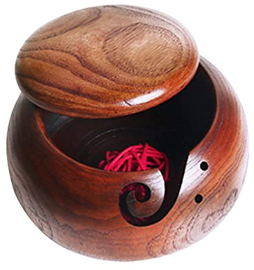 Foxorex Garnschale Wollhalter, Holzgarnhalter für Strick- und Häkelprojekte, Wollball-Organizer, schützt Wolle und verhindert Verheddern, Holz