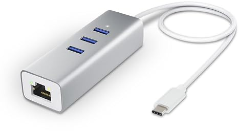 APM Hub USB C, 4 en 1, vers Ethernet RJ45 et 3 Ports USB 3.0, Adaptateur USB Type-C 5Gbps, Réseau Gigabit, Compatible avec Windows MacOS Linux ChromeOS PC XPS Surface MacBook, 570317