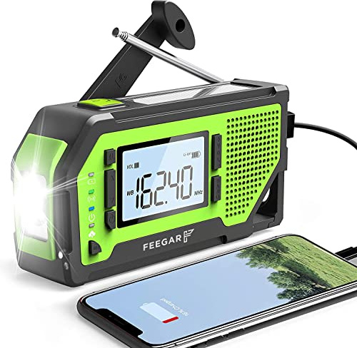 Notfall Solar Radio Feegar OZE Pro Handkurbel-Radio tragbar AM/FM Wetter Notfallradio großes LCD-Display SOS-Alarm solarbetrieben 2000mAh Wiederaufladbar Powerbank für Zuhause und Notfall