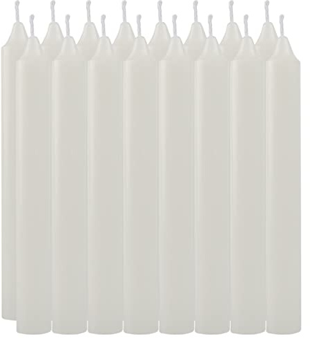Candele Lunghe per Candelabro Senza Profumo, Durata 7,5 Ore - Set de 16 unità Candele Bianche