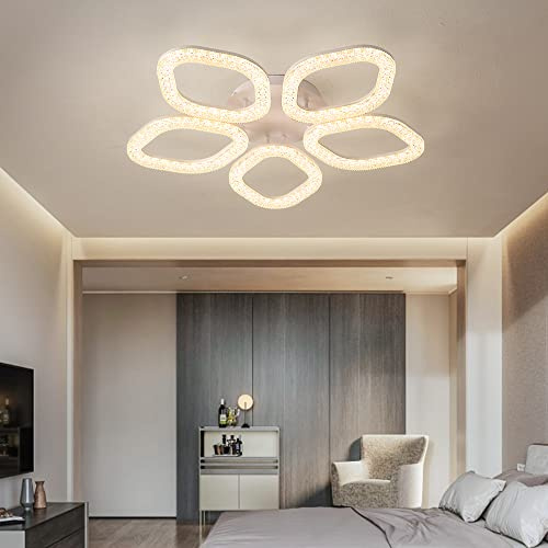 LED Deckenlampe DL-5 Deckenleuchte Lampe mit Fernbedienung Lichtfarbe Farbton einstellbar dimmbar durchsichtiger Acryl Schirm A+ LED Deckenleuchte Lampen Leuchte Wohnzimmerleuchte (DL-5 76cm)