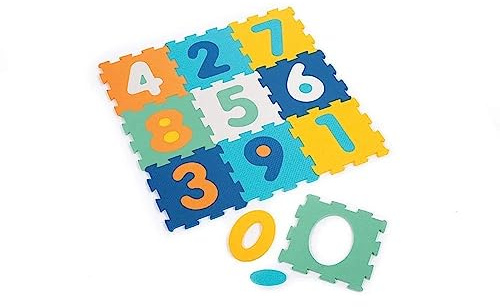 LUDI Zahlen Puzzlematte – 9 Schaumstoffplatten – Baby Spielmatte ab 10 Monaten – Fördert Motorik & Lernen – Indoor & Outdoor – 90 x 90 x 1,2 cm