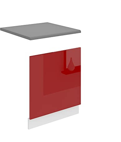 Belini - Pannello frontale per lavastoviglie PO, 60 cm di larghezza, pannello frontale per lavastoviglie senza maniglia, colore: Rosso lucido