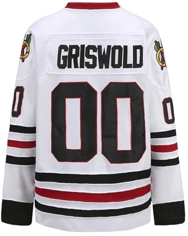 GHOSTWEAR Griswold #00 Movie Hockey Jersey – Stitched Letters and Numbers S-5XL Authentic Fabs Apparel White