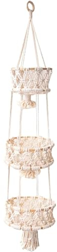 ZUMAHA Frutero Hecho a Mano, Cesta de Cuerda de macramé para Colgar en la Pared, Colgador de Frutas, cestas Colgantes para el hogar, jardín, balcón, Soporte de Frutas