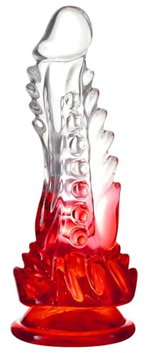 Gode Monstre,Godemiché 17CM Petit avec ventouse forte, Godemiché transparent-rouge dégradé Jouets adultes pour débutants femmes