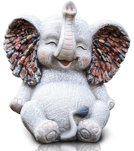 Kunkeinson Harz Gartendeko Elefant für außen (Mittel), 15cm Hoch, Dekoration für drinnen und draußen, Ideal für Innere Ruhe oder Äußere Pracht, Langlebige Harzkunst, Gelassenheit