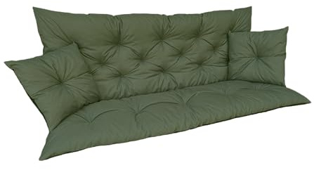 IN WOHO Hollywoodschaukel Auflage 100x60x50 cm Grün, wasserabweisendes Sitzkissen für Gartenbank und Schaukel, inklusive 2 Kissen, Outdoor Bankauflage