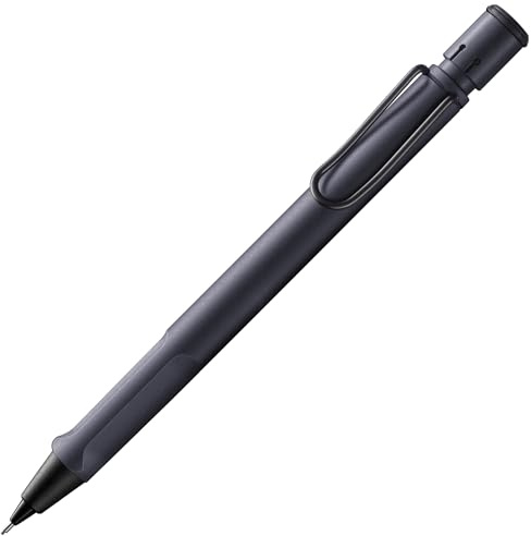 Lamy safari steel black Druckbleistift in Strichbreite 0,5 mm & Radiertip | Lamy Bleistift mit ergonomischem Griff & Gehäuse aus ASA-Kunststoff - Bleistift mit Feinstrichmine LAMY M 41