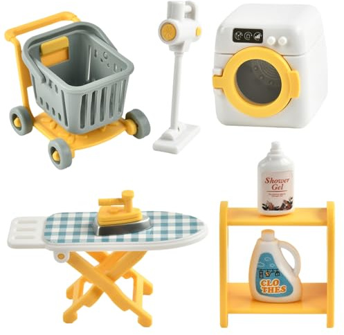 Accessoires Maison de Poupee, Meuble Maison Poupee, Accessoires pour Mini Buanderie Objet Miniature 1/12 pour Décoration de Maison de Poupée, Mini Buanderie Mobilier, Micro Paysage DIY