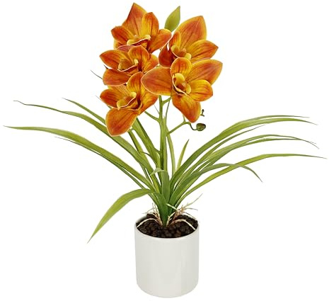 Künstliche Orchidee 40cm im Topf Kunstorchidee Blume Kunstblumen Kunst Orchidee Kunstorchidee Phalaenopsis Kunstpflanze wie echt Hochzeit Deko Seidenblume Real Touch Blüte Tischgesteck