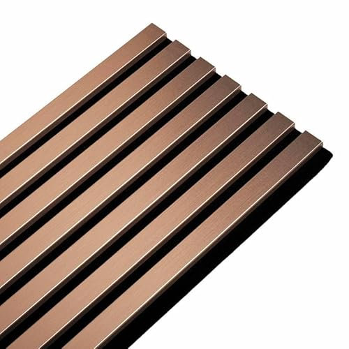 DECOON Panneau Mural Acoustique tasseaux Bois 250 x 30 x 1,9 cm - Rose Gold/Feutrine Noir - 0,75m²