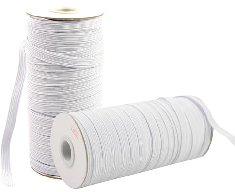 BOKFJBP Banda de goma de 5 mm, 50 metros de goma para coser y para el hogar, manualidades, telas para costura y manualidades, color blanco (blanco, 9 mm)