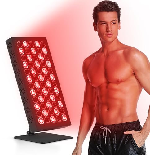 Red Light Panel, Hottoerak 50W High Power Infrared Light, 660nm & 850nm Infrared Lamp with 10/20/30Min Timer, 5 Brightness Red Lamp Panel for Home/Office/Gym Use