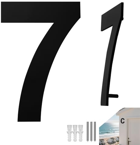 Edelstahl Hausnummer Anthrazit Schwarz Hausnummern Haus House Nummer 152mm/6in Hausnummer Massivem Rostfrei Wetterfestes Korrosionsbeständig Hausnummernschild Groß für Außen Briefkasten (Nummer 7)