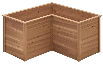 GOPLUS Cama Elevada de Jardín en Forma de L, Jardinera Elevada de Madera de Abeto con Fondo Abierto, Pintura DIY, Huerto Urbano para Jardin Césped Patio, Plantas, Flores, Frutas y Verduras (Marrón)