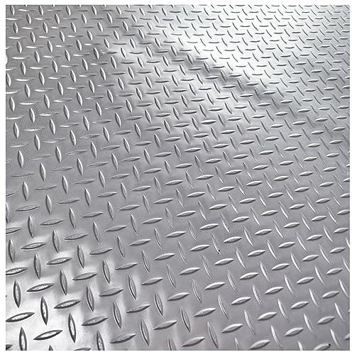 Protector de suelo de vinilo para garaje, remolque, coche, autocaravana, moto, barco, gris, 6,1 m de ancho, diseño en relieve para sótano, almacén