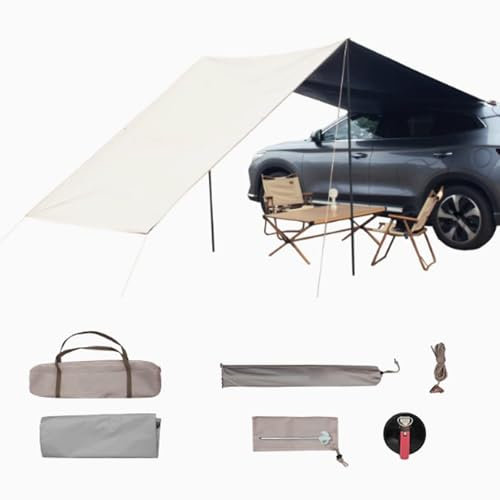 QSNYJPL Avance Furgoneta Impermeable de 4 A 6 Personas con Barra de Soporte, Toldo Camper con Protección UPF 50+ para Viajes por Tierra y Mochileros, Apto para La Mayoría de Furgonetas