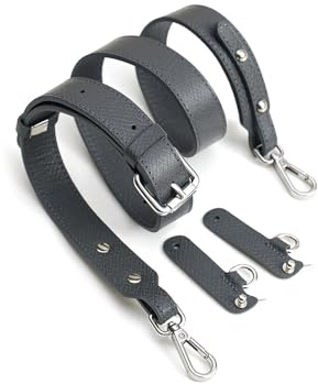 Schulterriemen aus Leder für Longchamp S Handtasche Taschen, Oberste Schicht Rindsleder Schultergurt für Le pliage Small Tasche mit Umrüstsatz-Ersatz (Grau）