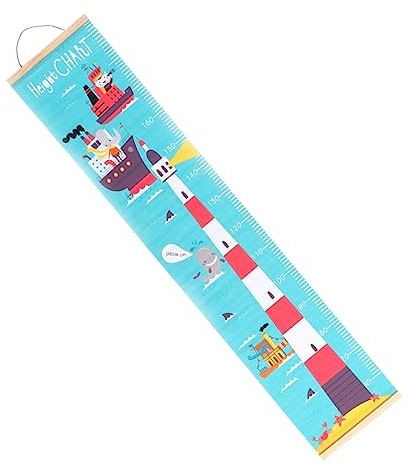 Nordische Wachstumstabelle für Kinder mit Leuchtturm Motiv Öl Leinwand | Wanddekoration fürs Kinderzimmer, zum Aufhängen, Rollbar zur Aufbewahrung, für Jungen und Mädchen