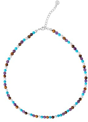 SIMPLÍ BASIC Natural Healing Gemstone 4mm Bead Necklace | Womens & Mens Beaded Fashion Jewellery | Inc Gift Box (Natural Mix)