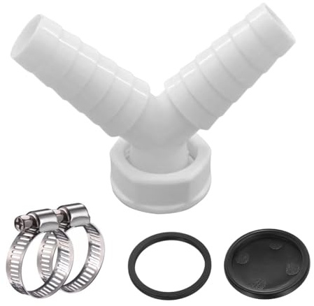 CUEMOON Scarico lavatrice adattatore Y per lavastoviglie e lavatrice, 1 pollice tubo doppio connettore con bocchetta di ingresso