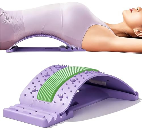 Planche de Soutien Lombaire, Etireur Lombaire, Civiere Lombaire de Massage | Masseurs pour le Dos, Équipement de Stretch Soutien dos 4 niveaux réglables 10 magnétique,Etirement Lombaire, Violet