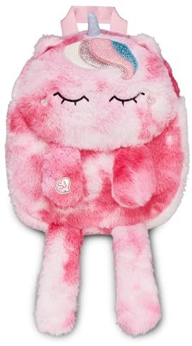 SJ GANG STYLE JAM GANG Zainetto asilo, zaino piccolo, Unicorno Per Bambine In Pelliccia Rosa, Con Spallacci Regolabili, Dettagli Scintillanti E Cursori Personalizzati