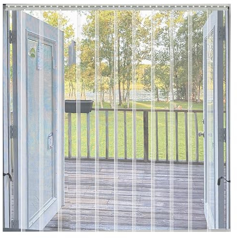 Tende verticali in PVC trasparente, striscia di plastica per negozi industriali, patio, congelatore, magazzino e fienile, 75 x 200 cm, resistente alle intemperie e facile da installare