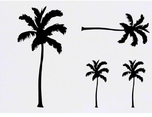 Azeeda 4 x 'Palm Tree Silhouette' Temporary Tattoos - Water Resistant, Skin-Safe, Non-Toxic Transfers, Mixed Sizes (TO00092230)