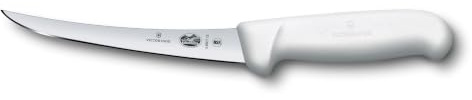 Victorinox Fibrox Ausbeinmesser, Scharfes Küchenmesser für Fleisch und Fisch, 15 cm, Gebogene Klinge, Schmal, HACCP Farbgriff, Rutschfest, Weiß