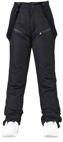Celanisai Pantaloni da sci da uomo, termici, da snowboard, baggy, leggeri, con bretelle da neve, impermeabili, antivento, per snowboard, softshell, foderati, caldi e spessi, O nero., XXXL