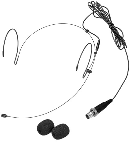 sourcing map Ear Hook Headset Microphone, Double Over Ear Set Hanging Omnidirectional Wired Audio Condenser Microphone Headset with Mini XLR 4 Pin Screw Plug 3.9ft Cable, Black