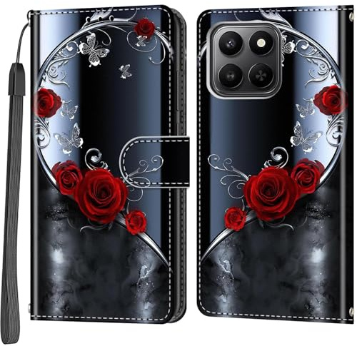 Haninsuze Coque pour Honor 400 Smart 4G/5G, Papillon d'argent | Ranges Cartes, Fonction Support, Housse en Cuir PU Premium, Etui à Rabat, Pochette de Portefeuille