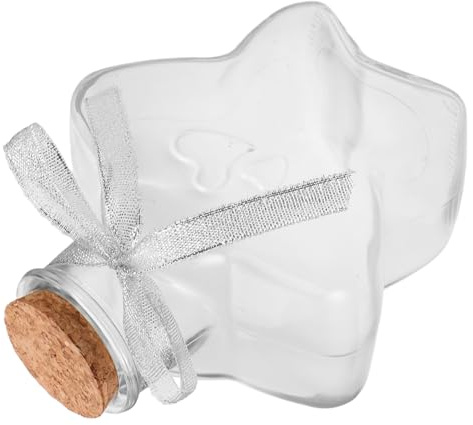 GALPADA Bouteille à Souhaits en Verre Transparente Étoile avec Bouchon Liège, Grand Modèle Décoratif pour Mariage et Loisirs Créatifs, Bocal en Verre pour Messages et Souvenirs,