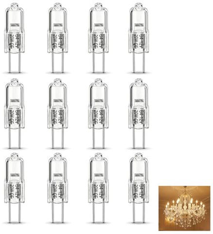 WaxYxaW 12 PCS G4 Halogenlampen-20W 12V Dimmbar Stiftsockellampe,2700K Warmweiß 140LM für Kronleuchter, Dunstabzugshaube und Schrankbeleuchtung (G4 20w 12v)