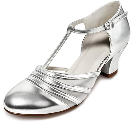 Asyusyu T Bar Latin Ballroom Dance Shoes for Women Character Shoes Women Low Heel