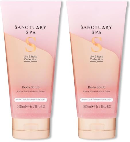 Sanctuary Spa Lily & Rose Body Scrub, No Mineral Oil, Cruelty Free & Vegan Exfoliating Body Scrub, 200ml (Pack of 2)