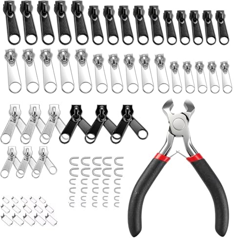 85pcs Reißverschluss Reparatur Set Reissverschluss Zipper Ersatz Reisverschluss-Reparaturset Reißverschluss Reparaturset Reparieren Zipper Repair Kit für Taschen Jacken Gepäck Rucksäcke (3# 5# 8#)