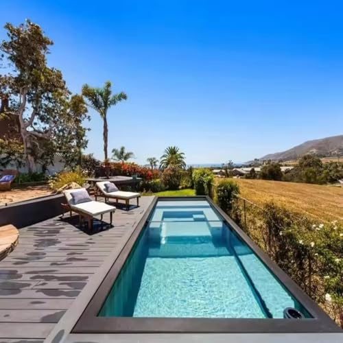 Piscina de contenedor de 40 pies con pared de vidrio, piscina modular personalizable de lujo sobre el piso para patio trasero, piscina portátil prefabricada al aire última intervensión con iluminación