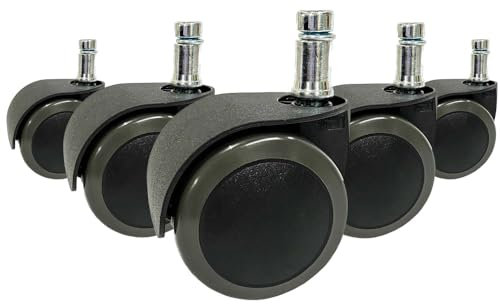 HJH Office 619032 5x rotelle per pavimenti rigidi ROLO EASY 10mm / 50mm rotelle per sedie da ufficio per pavimenti rigidi