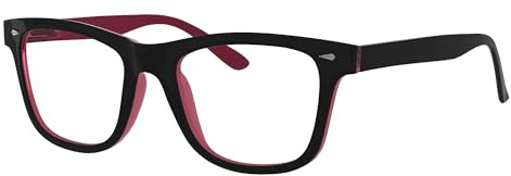 Eyekepper Damen und Herren lesebrillen mit Große Quadratische Gläsern und Federscharniere in Schwarz-Rot
