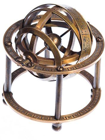 JapanAttitude Sphère armillaire en Laiton Astronomie 9cm Vintage Pirate Steampunk Globe