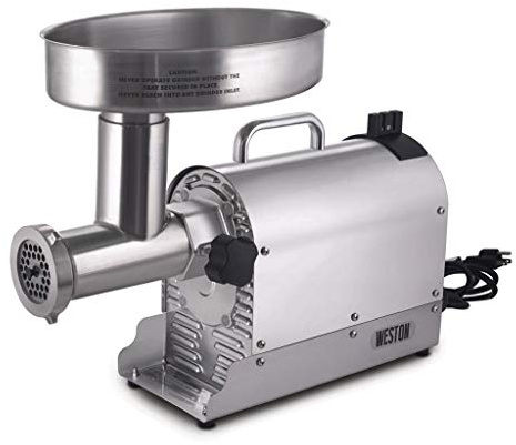 Weston Pro Series Electric Meat Grinder, Commercial Grade, 750 Watts, 1 HP, 9lbs. Per Minute, Stainless Steel (10-1201-W)