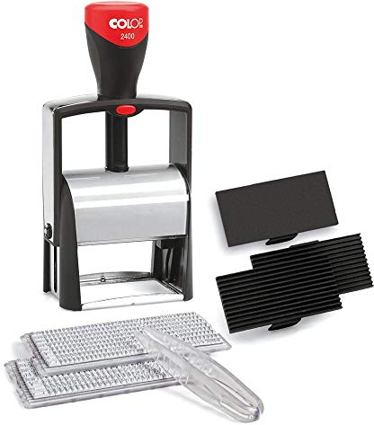 COLOP 2400 Wechselset - Metallstempel mit austauschbarer Rilltextplatte zum Setzen von 2 unterschiedlichen Abdrucken