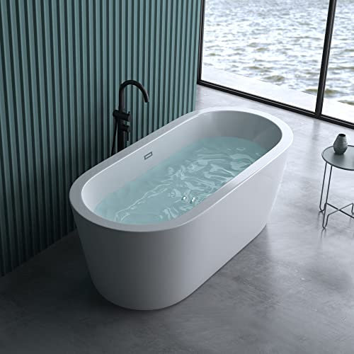 doporro Baignoire îlot Ovale pour Salle de Bain avec trop plein 180cm Blanc Vicenza511 Acrylique 180x80x62,5cm