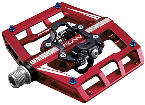 Funn Mamba Mountain Bike Clipless Pedals, doppelseitige Klickpedale mit breiter Plattform für MTB, kompatibel mit SPD Cleats, 9/16-Zoll CrMo-Achse Fahrradpedale (Rot)